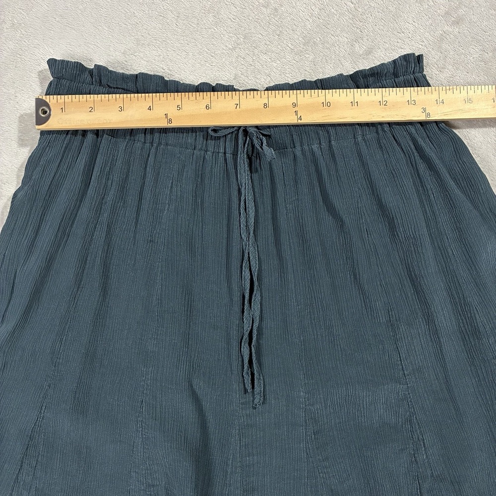 MM Lafleur 100% Silk Midi Maxi Skirt Forest Green Womens M Quiet Luxury Poetcore - Picture 4 of 6